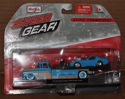 Maisto Speed Gear Elite Transport 1957 Chevy Flatbed / 1969 Corvette Coupe • $34.95