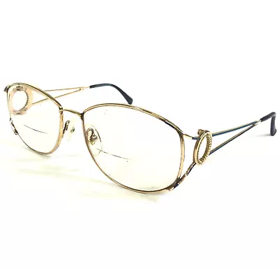$71.99 • Buy Vintage Christian Dior Eyeglasses Frames 2857 48 Gold Wire Blue Round 56-16-125