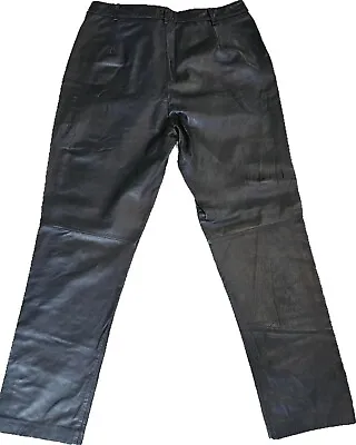 Designer Black Leather Trousers Laura Clement Uk 16v • £25