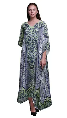 Phagun Paisley Ethnic Ladies Plus Size Kaftan Summer Wear Beach-Q5O • $40.69