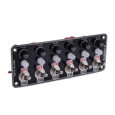 6 Gang Rocker Switch Panel W/ LED Circuit Breaker Fuse Box Car Marine Boat New • $28.52