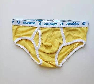 AussieBum Men's Wonderyears Ribbed Brief Underwear Size M Yellow NWT • $24.99