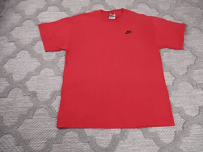 Vintage Nike Shirt Mens Large Red Gray Tag Embroidered Logo Chest Swoosh S/S • $17.09
