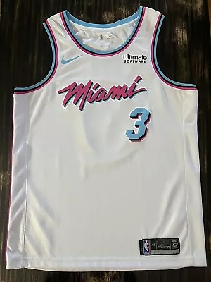 Nike NBA Dwyane Wade Miami Heat City Edition Swingman Jersey White Vice 48 Large • $299.99