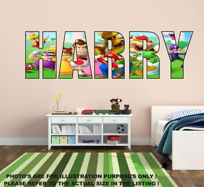 £9.99 • Buy Personalised Any Name Super Mario Wall Decal Sticker Bedroom Boy/Girl