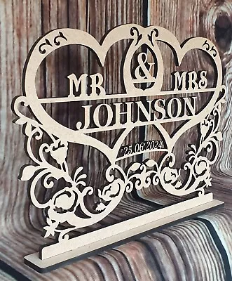 Mr And Mrs Table Sign Freestanding Sign Wedding Table Décor  Wooden Letters • £16.99