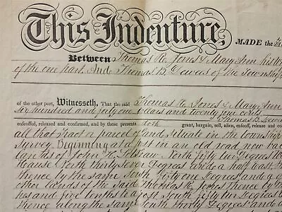 1857 Antique DEED West Pikeland Cester Pa THOS JONES To THOS DEWEES West Vincent • $89.95