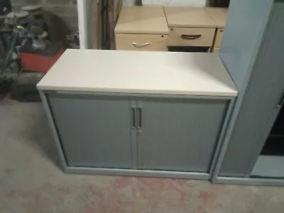 £75 • Buy Haworth 730mm H X 1000mm W Tambour Cupboards Silver Double Grey Doors 1 Tier