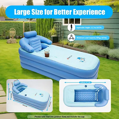 Inflatable Bathtub PVC Foldable Soaking Bath Tub Home SPA Waterproof Anti-Slip • $42.75