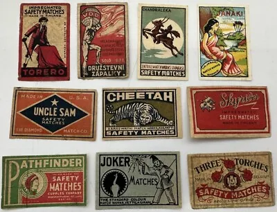 Vintage Antique Lot Of (10) Safety Match Box Labels Matchbox Uncle Sam + • $19.95