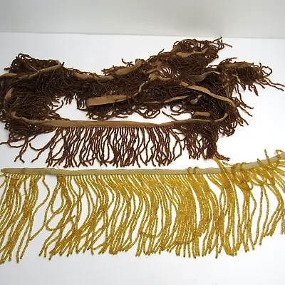 VIntage/Antique Beaded Fringe Trim Bronze/Brown 11 Feet. Yellow .5 Yds • $149.99