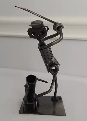 Hinz & Kunst Vintage Metal Nut & Bolts Golfer With Golf Bag Sculpture • $12.99