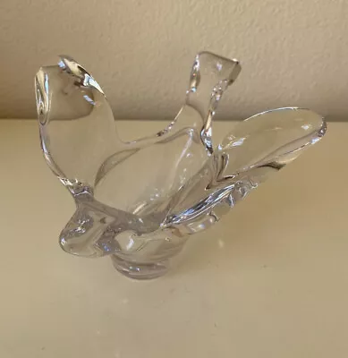 Lead Crystal Flying Bird Dove Bowl Candy Dish Votive Candle Holder Clear Glass • $14