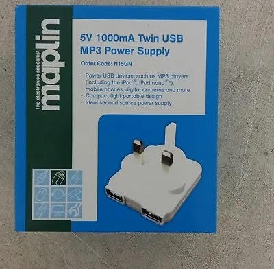 Maplin Twin 1.0A Output USB Power Supply • £9.99