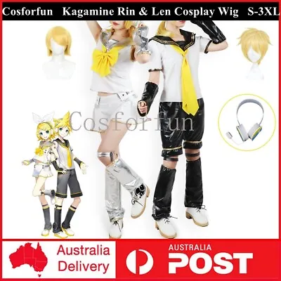 Vocaloid Hatsune Miku Kagamine Rin Len Costume Cosplay Wig JK Uniform Book Week • $23.03