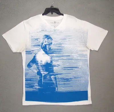 Marc Ecko Shirt Adult Extra Large White Blue Graphic V Neck Short Sleeve Mens • $14.07