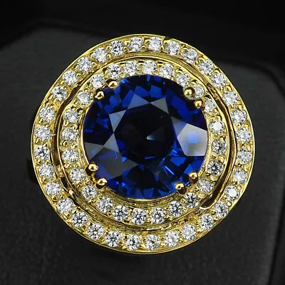 Sapphire Kashmir Blue Round 9 CT. 925 Sterling Silver Gold Ring Size 9 Jewelry • $38.30