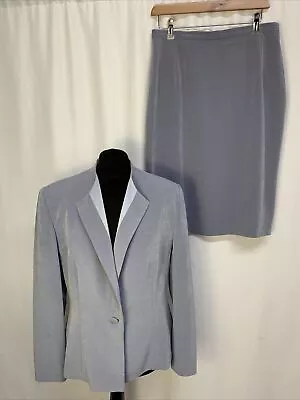 Jacques Vert Women's Skirt Suit Jacket Pale Blue Size UK14 Pencil Formal E1614 • £19.99