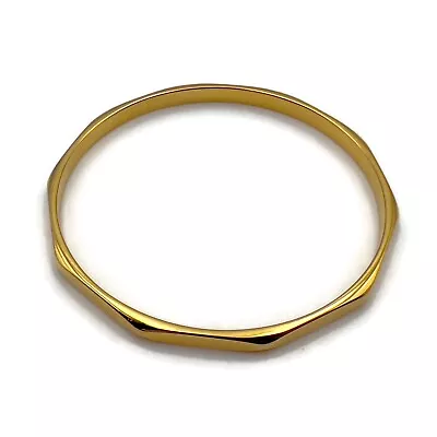 Gold Tone .16 Inch Wide Polygon Shaped Bangle Fashion Bracelet 7.75 Inch • $21.59