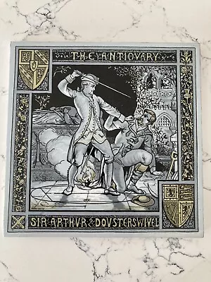 Antique Victorian Mintons Moyr Smith Waverley 8  Tile The Antiovary C1877-8 • £75