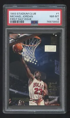 Michael Jordan 1993 STADIUM CLUB #1 FIRST DAY ISSUE PSA 8   BEAUTIFUL CARD   HOF • $399.99