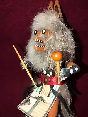 Vintage Native American WOLF Kachina Wood Doll  8.5  Signed By E.D.G. • $14