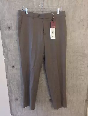 NWT ZNL Zanella Mens 34x29 Brown Wool Bevino Dress Pants Made In Italy • $49.99