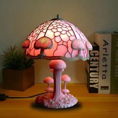 Mushroom Table Lamps Plant Series Lamp Night Light Stained Resin Bedside Decor • £12.59