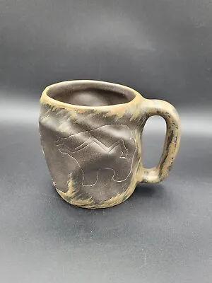 Design By Mara Studio Art Pottery Bear Rock Art Mug Signed Primative • $25