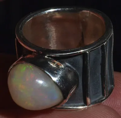 BLAZING FIRE OPAL TAXCO 0.925 STERLING SILVER RING Sz 7 MEXICAN JEWELRY ~ Video • $84.99
