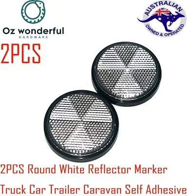 2pc Round White Reflector Marker Truck Car Trailer Caravan Self Adhesive • $4.50