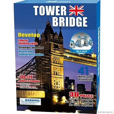 41pc 3d Puzzle London Tower Bridge Jigsaw  Family Fun Activity Educational Gift • £6.95