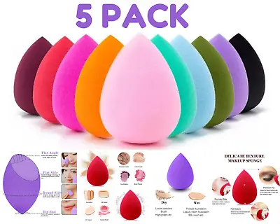 5 Pack Beauty Makeup Applicator Foundation Blender Buffer Sponge Flawless Smooth • £3.79