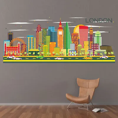 London City Colourful Skyline Wall Sticker WS-46340 • £11.98