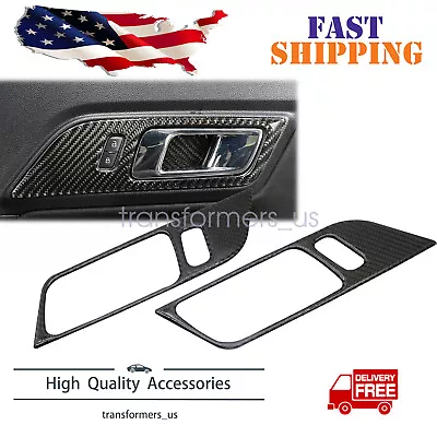 Carbon Fiber Interior Door Handle Trim Cover Fit For Ford Mustang 2015-2019 • $12.29