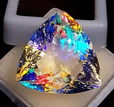 80+ Ct Natural Mystic Topaz Rainbow Color Trillion Cut Certified Gemstone • $18.49