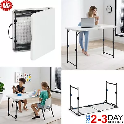 $47.99 • Buy Mainstays Folding Table 4' Portable Adjustable Fold-In-Half Indoor Outdoor White