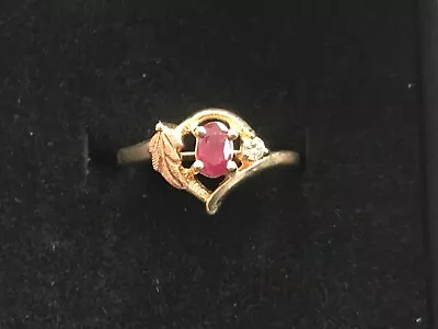 Black Hills Gold 10K Ring W/Diamond & Ruby ~ Size 6.5 ~ 1.77g  ~ Stampers • $119.95