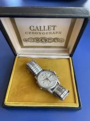 GALLET MultiChron Calendar Chronograph Manual Vintage Watch 1950's Original Box • $1358