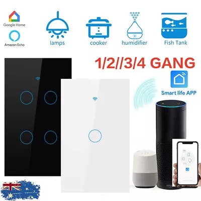$20.61 • Buy 1/2/3/4 Gang Smart Light Switch Home WiFi Touch Wall Panel For Alexa Google AU