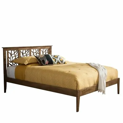 Hawthorne Collections Mid-Century Wood Queen Platform Bed In Walnut Brown • $438.99