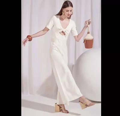 $150 • Buy STAUD Gabriella Cream Knotted Cutout Cady Jumpsuit