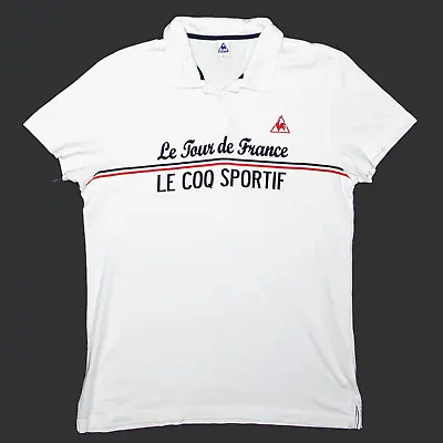 LE COQ SPORTIF Womens Tour De France White Regular Short Sleeve Polo Shirt L • £12.99