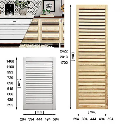 WHITE Or NATURAL Clear Pine Wood FRONT DOORS Louvre Cupboard Wardrobe Slatted • £15.24