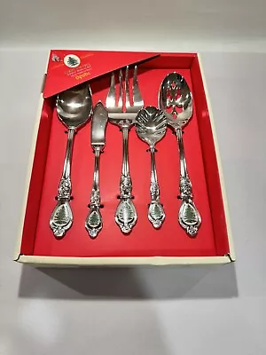 Wallace Spode Christmas Tree 5-piece Hostess Set 18/10 Stainless Steel NEW • $119.99