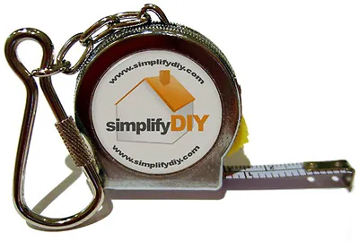 Mini Tape Measure Keyring With 100cm/39  Metal Tape In Tough Metal Casing • £2.95