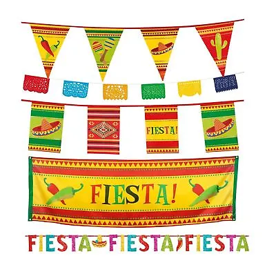 Wild West Mexican Fiesta Party Pennant Flag Hanging Banner Bunting Decoration • £9.26