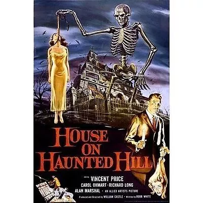 HOUSE ON HAUNTED HILL - MOVIE POSTER - 24x36 VINCENT PRICE CLASSIC HORROR 3198 • $11.95