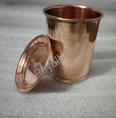 100% Copper Glass Tumbler Water Cup Mug With Lid Ayurveda Health Yoga 300 Ml • $10.90