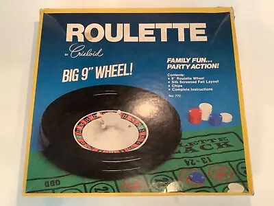 Vintage Roulette 9  Wheel By Crisloid No. 772 Felt Casino Mat Chips Family Fun • $25